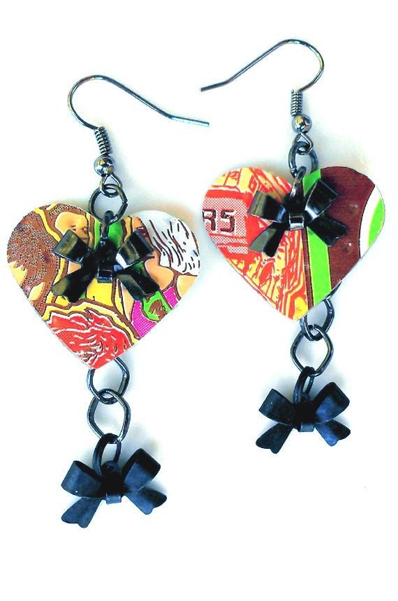 Peace Tea Can Recycled Soda Can Girl Gift Earrings Upcycled Jewelry - E42
