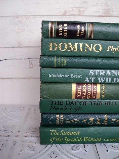 Dark Green Books Instant Library Collection by Color Photography Props Vintage Decorative Books