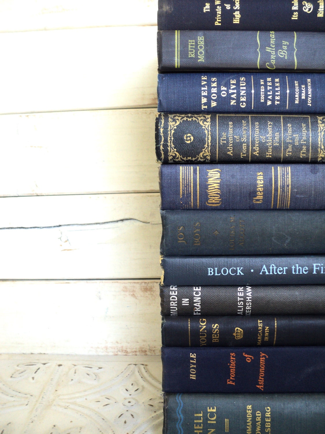 Reserved for Gabriella Dark Blue Instant Library Book Collection by Color Bundle Photography Props Vintage Decorative Books