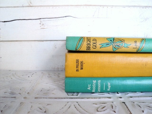 Reserved Teal & Mustard Books Instant Library Collection Decorative Books Photography Props Turquoise Books by the Foot Teal