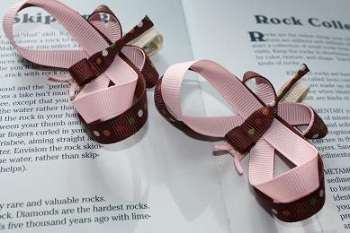 Girls butterfly pink and brown Butterfly. Butterfly Ribbon Sculpture Bows. Free Ship Promo.
