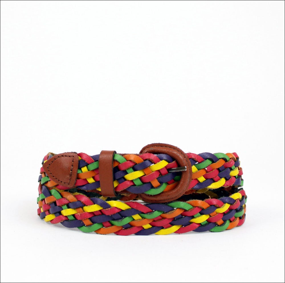 rainbow braided leather belt (m)