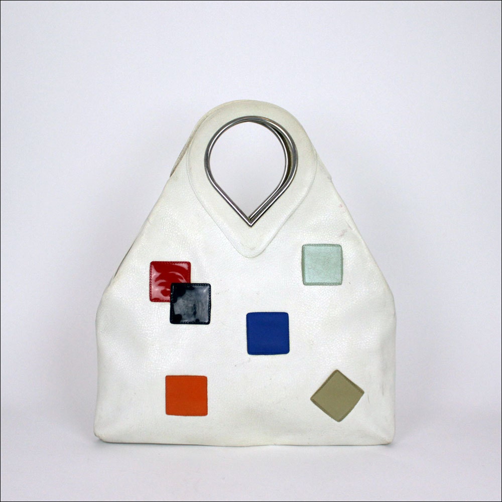 white mod bag / mondrian color block tote