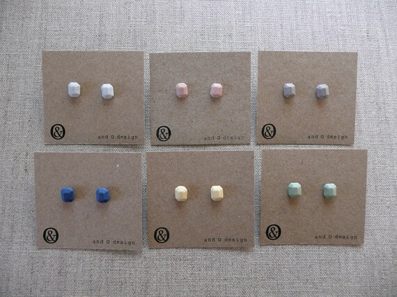 Octagon Cut Jewel Stud Earrings