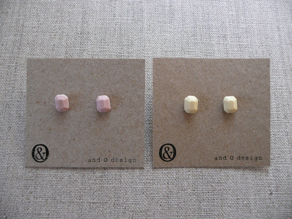Octagon Cut Jewel Stud Earrings