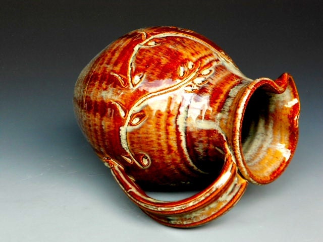Flower Vase Pitcher Honey Glaze