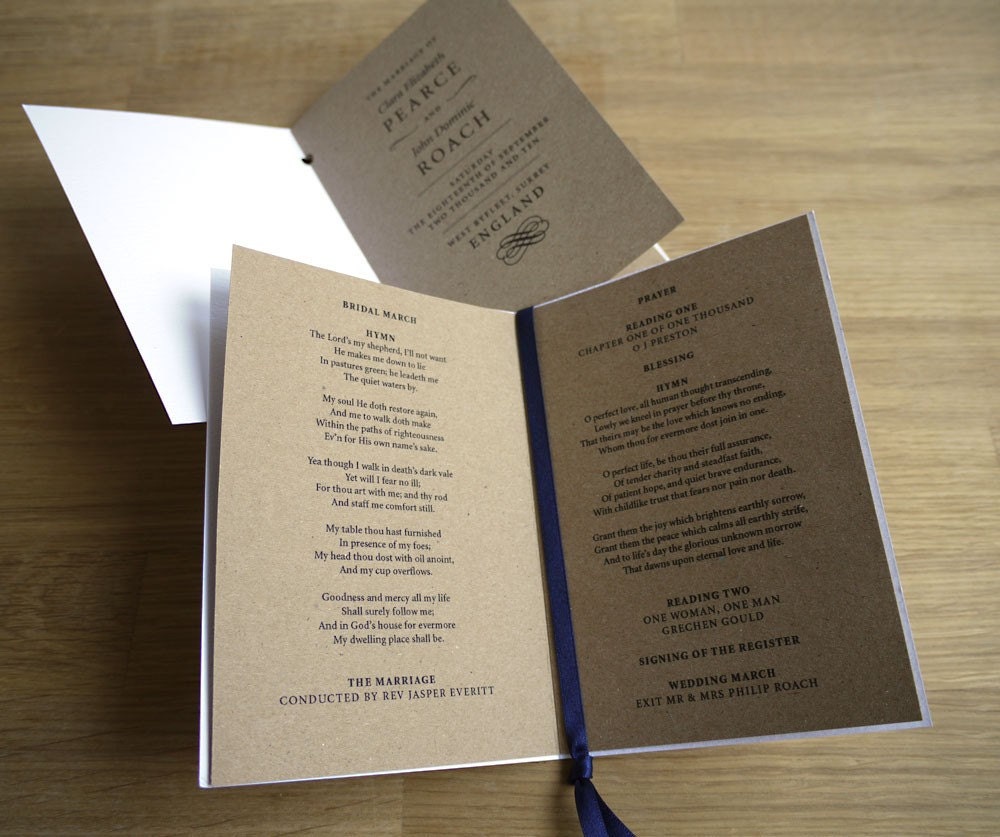 Modern 'Quotes' Wedding Program - Pocket-sized Booklet - 50 Programs