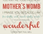 Scripture Art Print / Bible Verse / Psalm 139 / 8x10