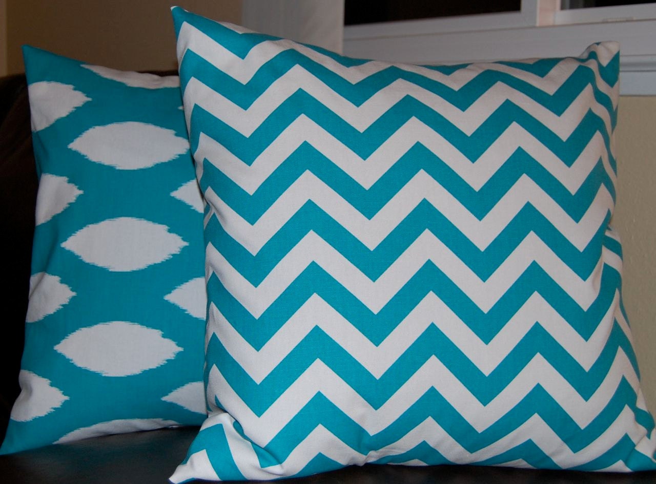 Decorative PIllows Accent Pillows Toss Pillows Turquoise Teal Cushion Covers 20 x 20 Inches
