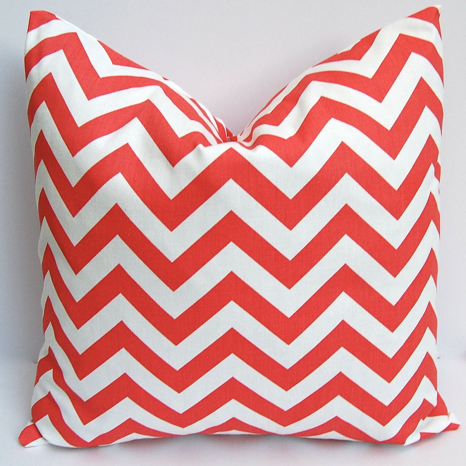Coral Chevron Pillow Decorative Throw Pillows Coral on White 20 x 20 Inches Pair of two
