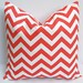 Coral Chevron Pillow Decorative Throw Pillows Coral on White 20 x 20 Inches Pair of two