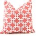 MEMORIAL DAY SALE Coral Pillow Covers Decorative Pillow Covers 20 x 20 Inches Chain Link Accent Pillow Covers Coral on White