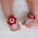 Baby Girl petal sandals. Holiday Red and White for tiny toes.