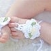 Barefoot Baby Sandals. White cotton Girl chic foot wear for those tiny earth bound toes.