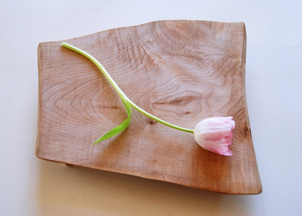 Maple Serving Tray Footed Cutting Board Rustic Earth Friendly Summer Wedding Gift for the Gardener