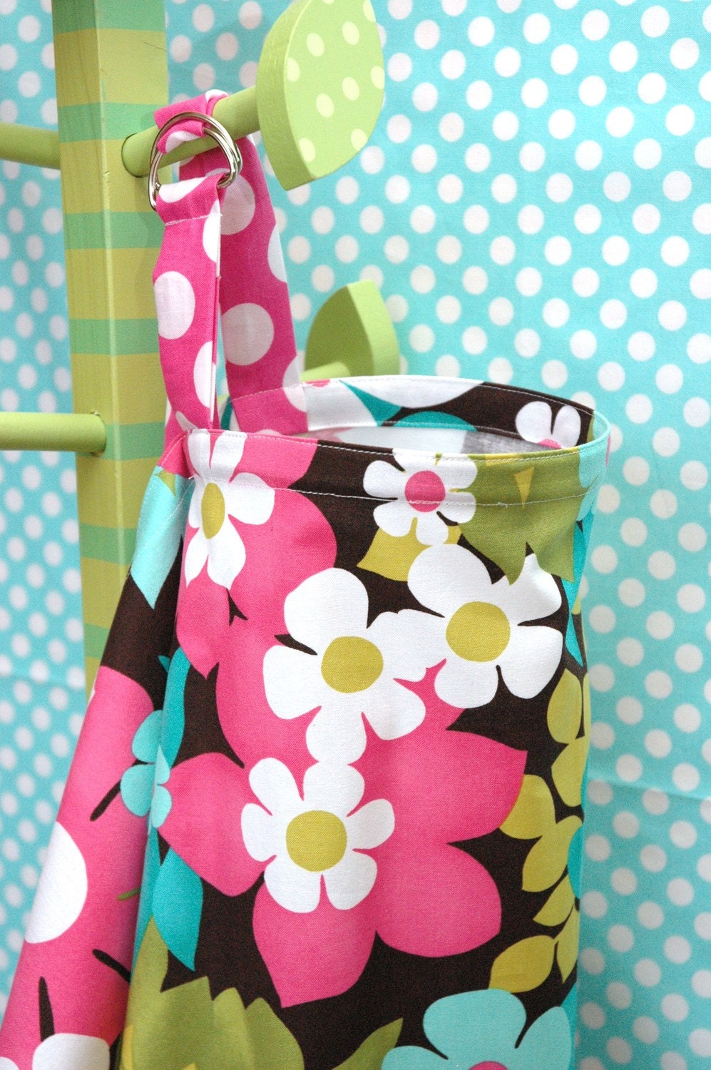 Nursing Cover- in Michael Miller Brady Bunch Alice Pink Green and White Floral