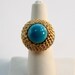 Chunky Faux Turquoise and Gold Rope Ring - Vintage Adjustable