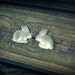 Down the Rabbit Hole ... earrings vintage frosted white glass rabbits alice in wonderland nature bunny post stud through the looking glass