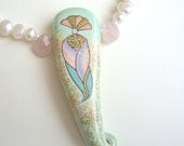 Jewelry Necklace Pendant Aqua Pink Lady Pearls Rose Quartz