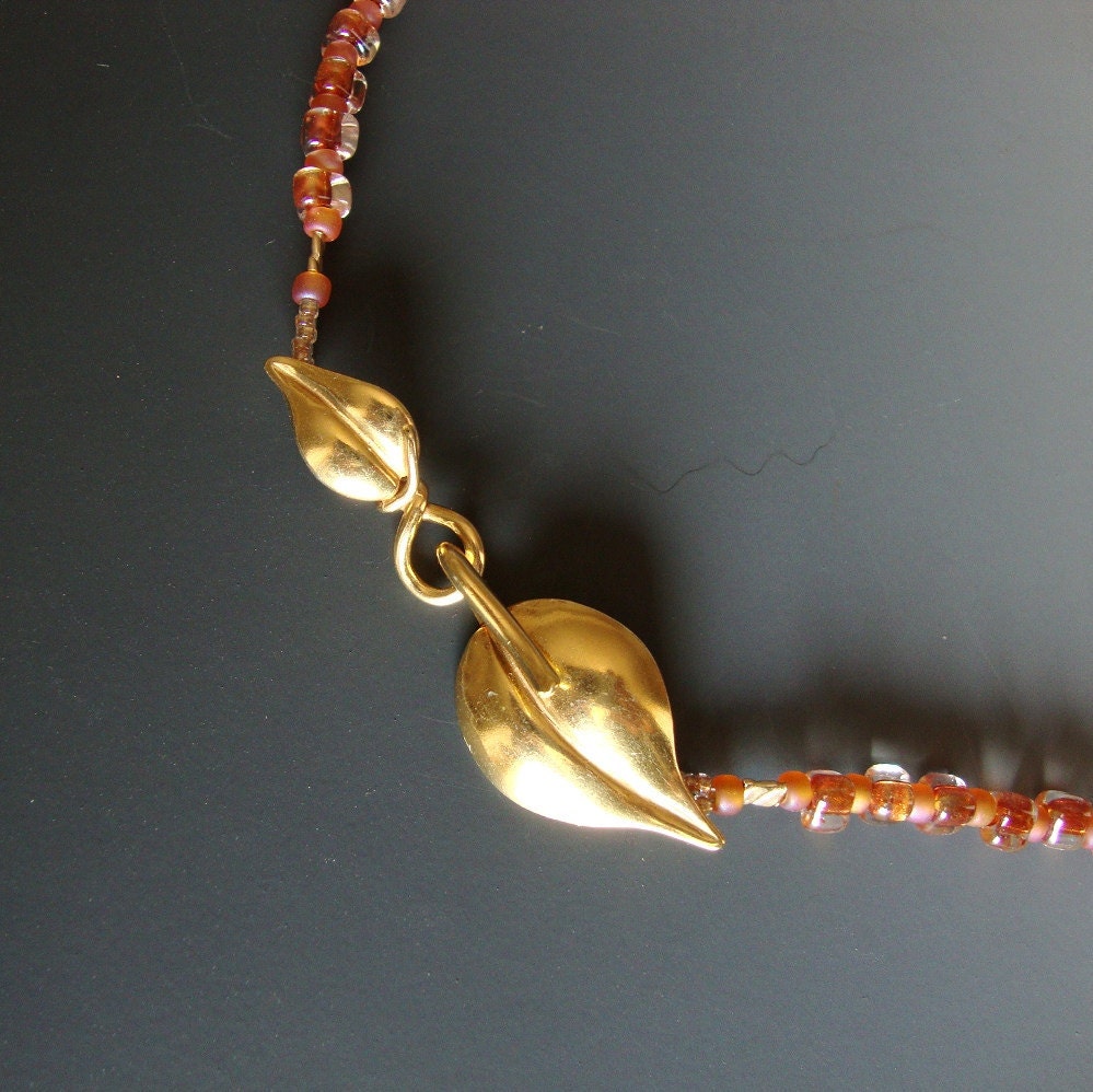 Jewelry Copper Colored Boro Bead Necklace