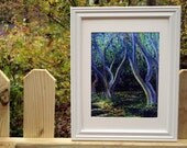 Kids art landscape print, blue and purple