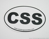 CSS Web Designer Euro Sticker. Oval Vinyl Bumper Sticker for Cascading Style Sheets.