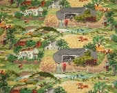 Grandma Moses "Harvest Time" Unused Vintage Barkcloth - 23 x 15 Inches