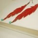 Red Feather Earrings - Leather, Vintage Copper Chain, Turquoise Beads