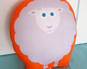 Organic Sheep Pillow Friend - orange teal lavender - perfect for nursery or baby gift