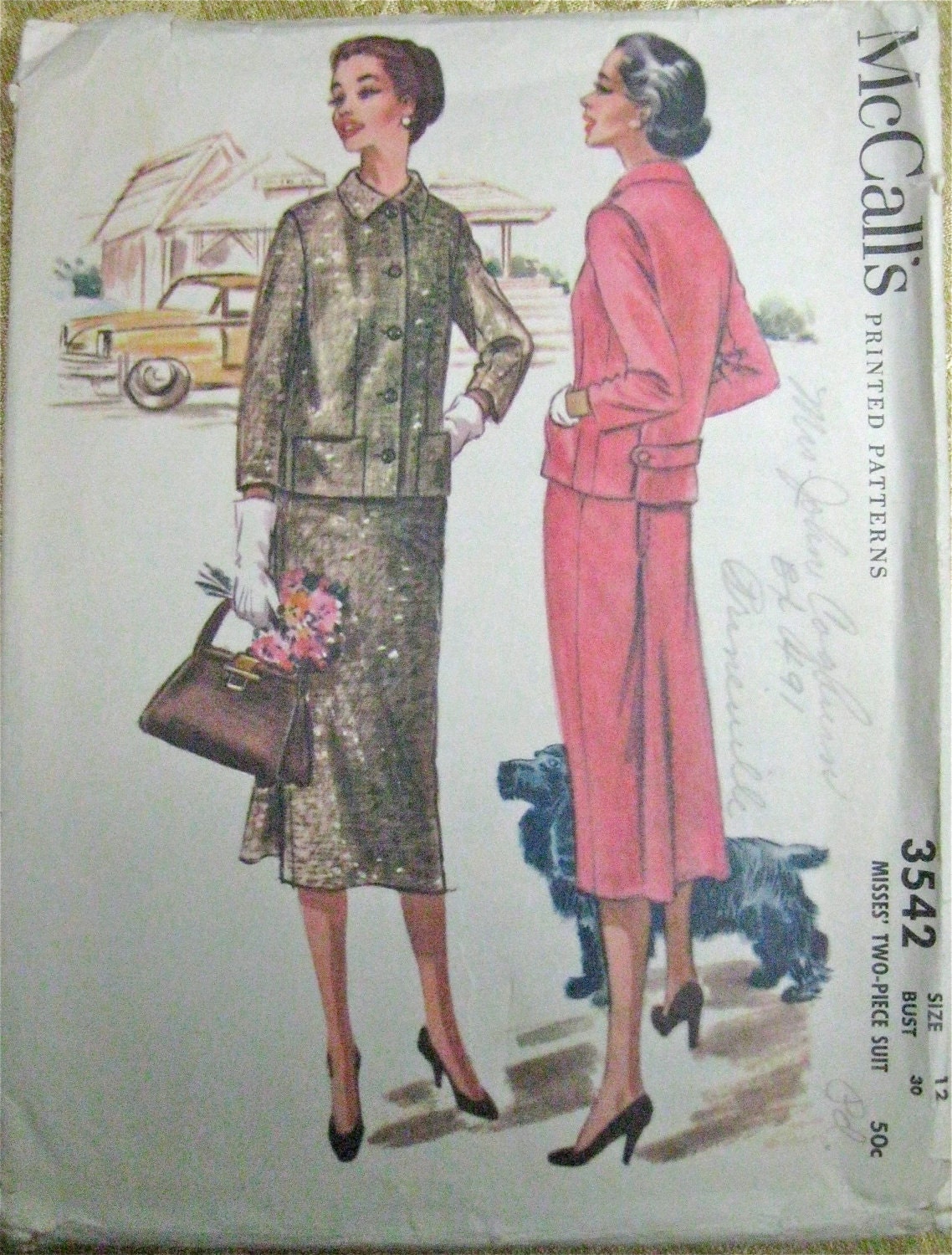 Vintage Dress Pattern McCall 3542 2-Pc Suit McCalls 1950s