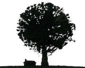 Big Oak, Little House - Original ink drawing