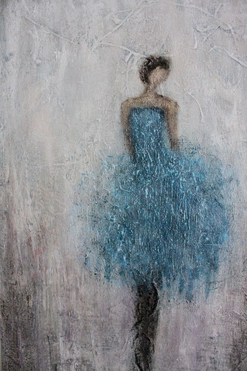 Figurative Painting   dancer woman textured   Anything 12 x 24  Swalla Studio