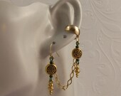 Celtic Knotwork Earcuff 24k Gold & Green Accents