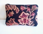 Clutch Purse, Zippered Pouch, Upholstery Fabric