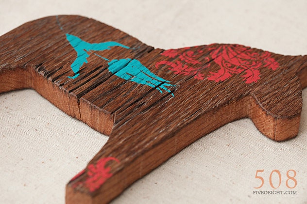 Lilla Vän: LARGE DALA HORSE ( painted wood animal silhouette, swedish decor )