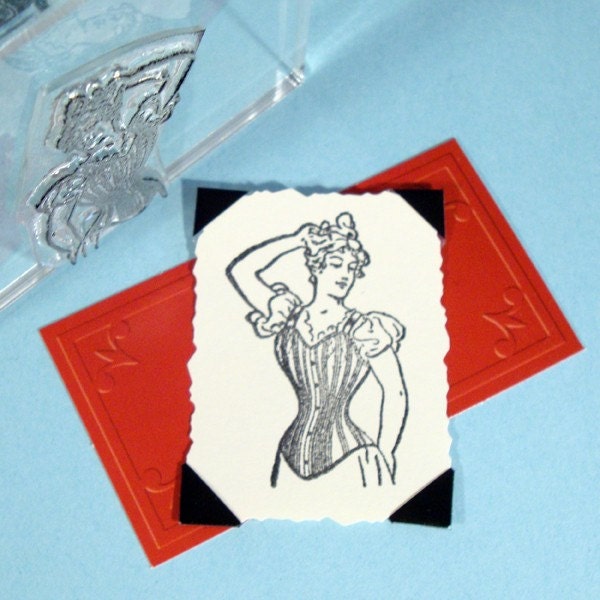 Victorian Lady Corset Clear Polymer Rubber Stamp