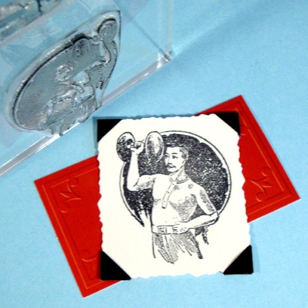Victorian Strongman Sideshow Clear Polymer Rubber Stamp bodybuilder