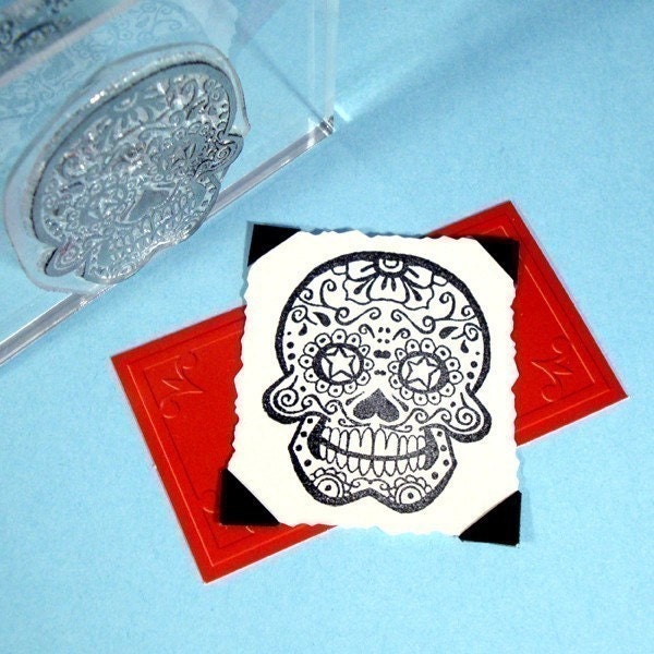 Sugar Skull Day of the Dead Clear Polymer Rubber Stamp