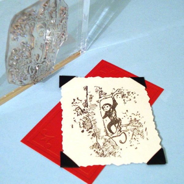 Monkey in a Tree Clear Polymer Rubber Stamp