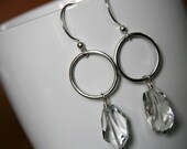 ROCK CANDY - fine silver hoop and quartz drop earrings