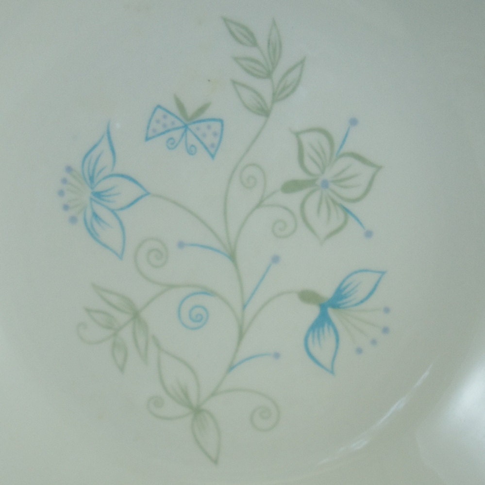 8 Summer Time Cereal Bowls Taylor Smith Taylor 1950s, Aqua Flowers