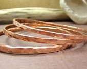 set of 3 hammered copper bangles