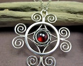 Sterling silver and garnet necklace