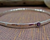 sterling hammered bangle with amethyst or your choice of stone