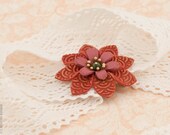 Red Flower Brooch - Autumn Jewelry, Fall Collection
