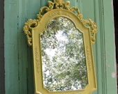 Vintage Hollywood Regency Mirror Upcycled in Lemongrass