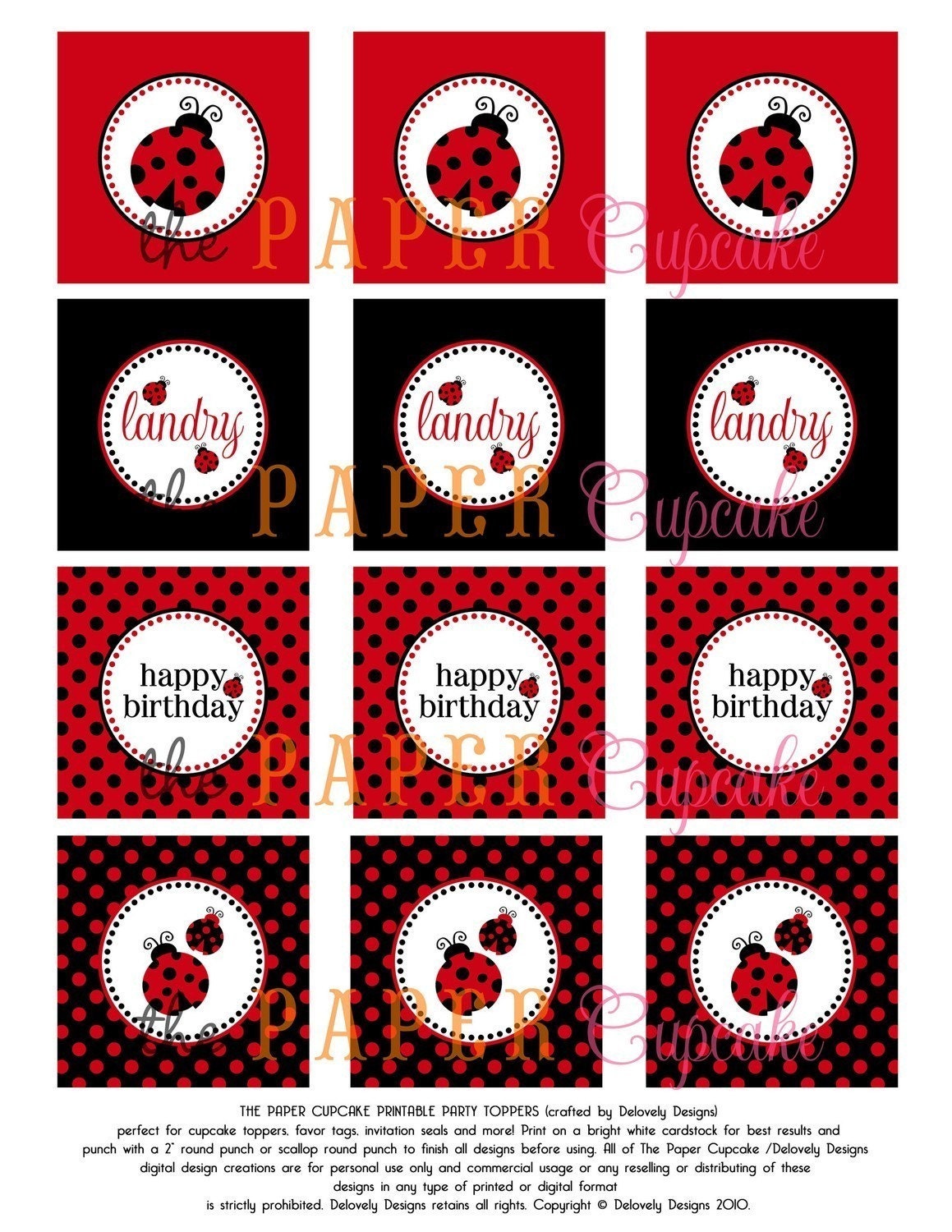 Printable Party Toppers - Little Miss Ladybug Theme - DIY Printables from The Paper Cupcake Il_170x135