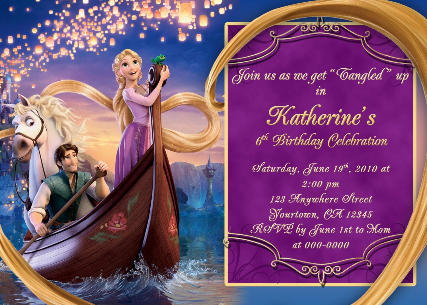 Tangled invitation from Cumpleaños rapunzel