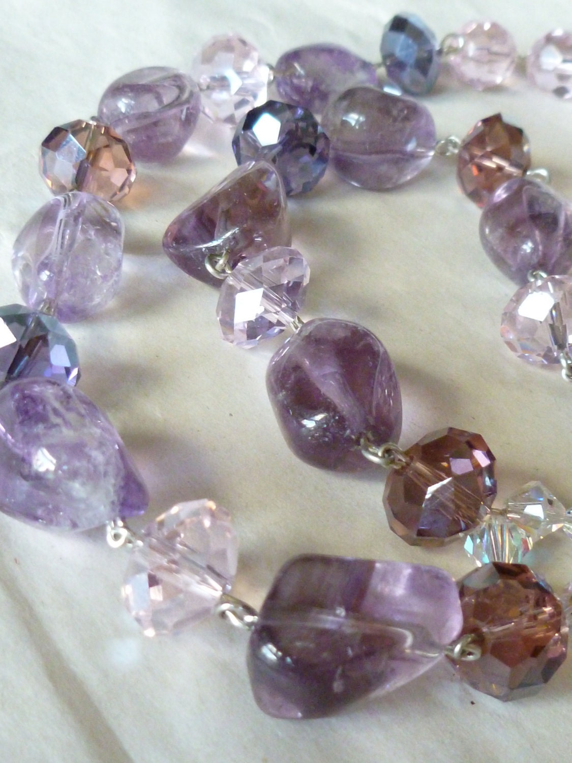 Amethyst and Purple Crystals Jewelry Set