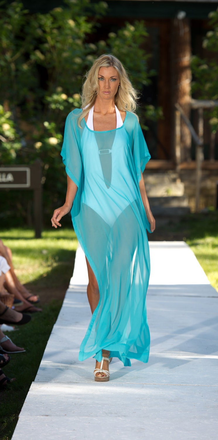 Long Draped Sheer Coverup with Short Sleeves and Optional Belt, Additional Colors Available